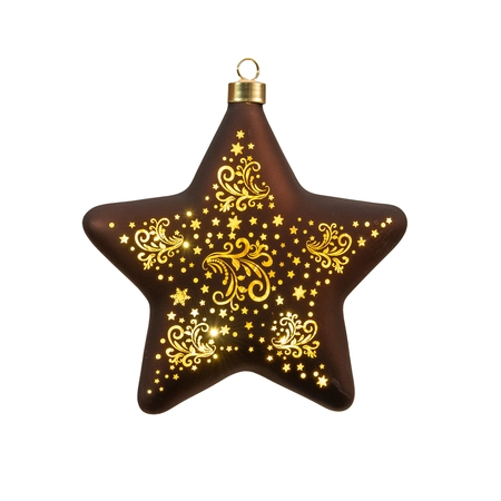 Anna's Collection LED-kersthanger ster glas - H19cm Bruin - afbeelding 1