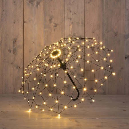 Anna's Collection LED-paraplu 160 lampjes flitsfunctie - B83xH53cm Classic warm - afbeelding 1