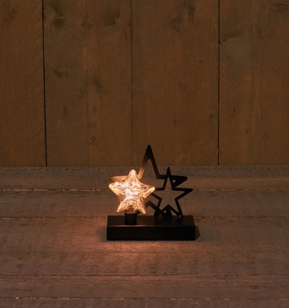 Anna's Collection LED-ster glas op metalen voet - B15xD6xH15,5cm - afbeelding 2