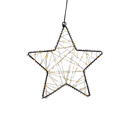 Anna's Collection LED-ster hangend metaal classic warm - 100 lampjes - B 26 cm