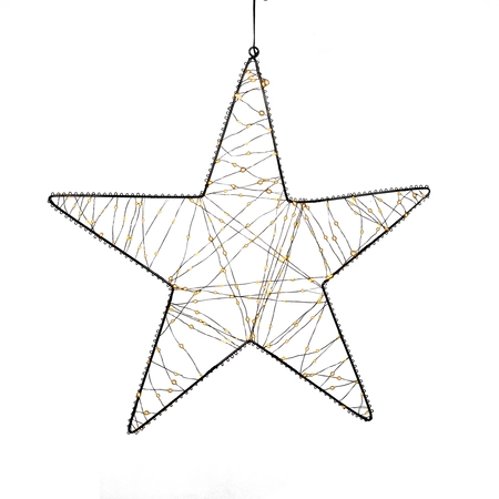 Anna's Collection LED-ster hangend metaal classic warm - 200 lampjes - B 56 cm