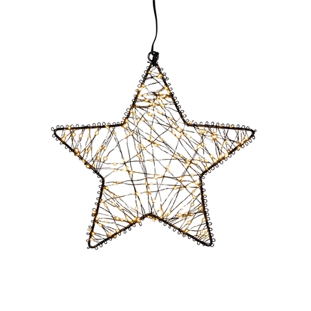 Anna's Collection LED-ster hangend metaal classic warm - 200 lampjes - flashfunctie - B 26 cm