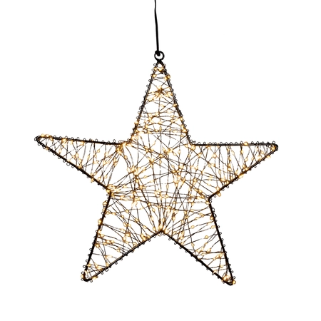 Anna's Collection LED-ster hangend metaal classic warm - 300 lampjes - flashfunctie - B 36 cm