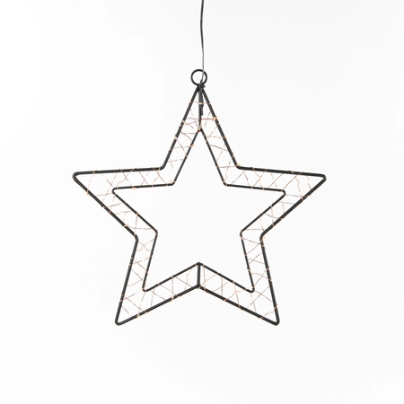 Anna's Collection LED-ster hangend zwart - classic warm - 40 lampjes - 30,5 x 30 cm