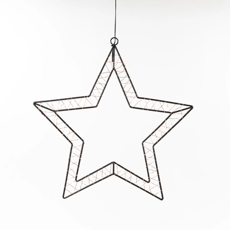 Anna's Collection LED-ster hangend zwart - classic warm - 60 lampjes - 40,5 x 40 cm