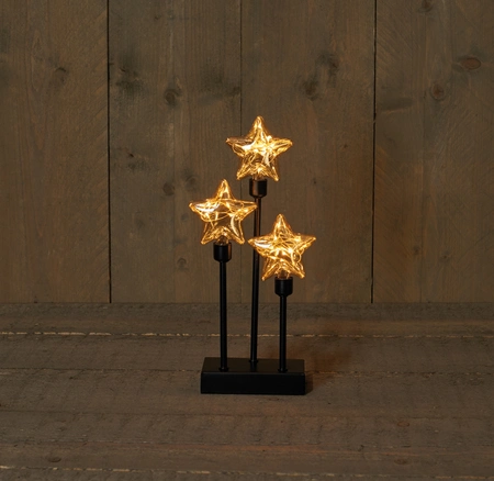 Anna's Collection LED-sterren glas op metalen voet - B14,5xD7xH32cm - afbeelding 2