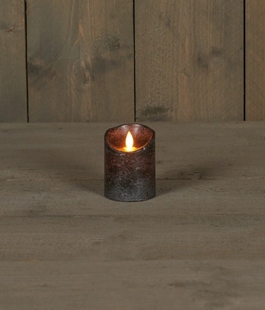 Anna's Collection LED-stompkaars bewegende vlam - D7,5xH10cm Antraciet - afbeelding 3