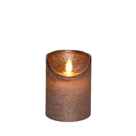 Anna's Collection LED-stompkaars bewegende vlam - D7,5xH10cm Brons - afbeelding 1