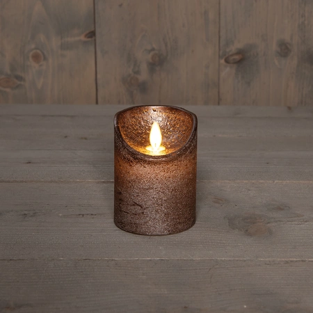 Anna's Collection LED-stompkaars bewegende vlam - D7,5xH10cm Brons - afbeelding 3