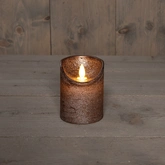 Anna's Collection LED-stompkaars bewegende vlam - D7,5xH10cm Brons - afbeelding 3
