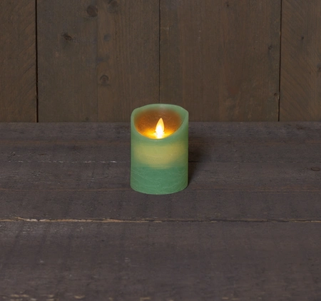 Anna's Collection LED-stompkaars bewegende vlam - D7,5xH10cm Jade - afbeelding 3