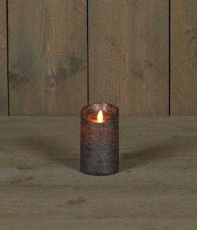 Anna's Collection LED-stompkaars bewegende vlam - D7,5xH12,5cm Antraciet - afbeelding 3