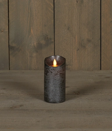 Anna's Collection LED-stompkaars bewegende vlam - D7,5xH15cm Antraciet - afbeelding 3
