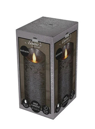 Anna's Collection LED-stompkaars bewegende vlam - D7,5xH15cm Antraciet - afbeelding 2