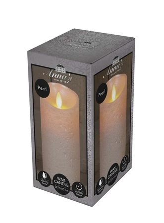 Anna's Collection LED-stompkaars bewegende vlam - D7,5xH15cm Parel - afbeelding 2