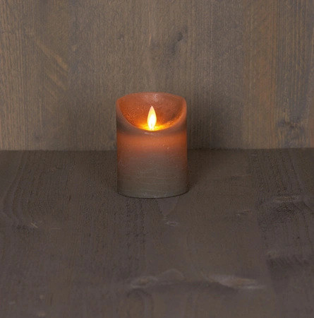 Anna's Collection LED-stompkaars rustiek - D7,5xH10cm Taupe - afbeelding 3