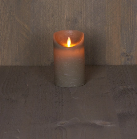 Anna's Collection LED-stompkaars rustiek - D7,5xH12,5cm Taupe - afbeelding 3