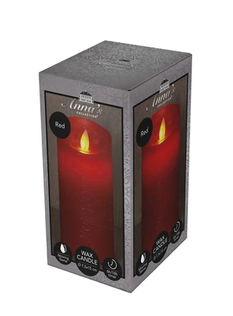 Anna's Collection LED-stompkaars rustiek - D7,5xH15cm Rood - afbeelding 2
