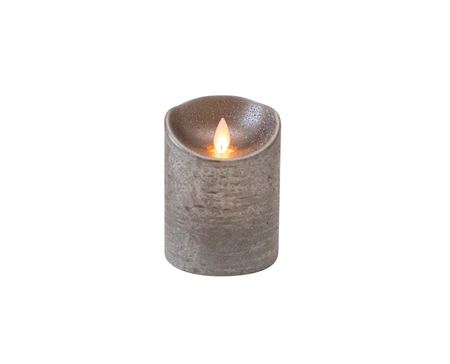 Anna's Collection LED-stompkaars rustiek met bewegende vlam antraciet - H 10 x Ø 7,5 cm