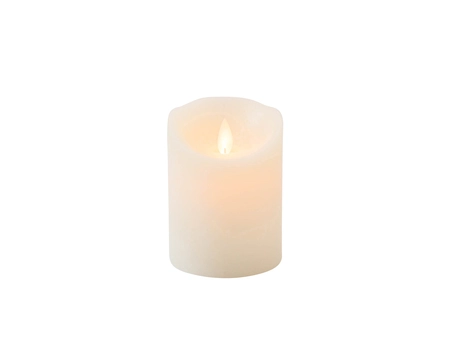 Anna's Collection LED-stompkaars rustiek met bewegende vlam ivoor - H 10 x Ø 7,5 cm
