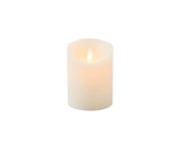 Anna's Collection LED-stompkaars rustiek met bewegende vlam ivoor - H 10 x Ø 7,5 cm