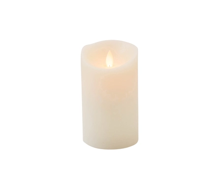 Anna's Collection LED-stompkaars rustiek met bewegende vlam ivoor - H 12,5 x Ø 7,5 cm