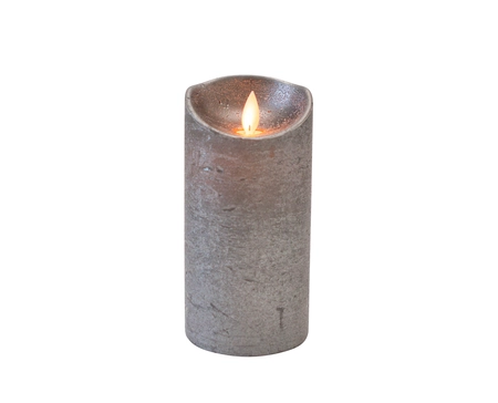 Anna's Collection LED-stompkaars rustiek met bewegende vlam antraciet - H 15 x Ø 7,5 cm