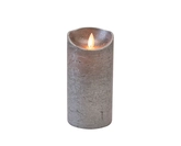 Anna's Collection LED-stompkaars rustiek met bewegende vlam antraciet - H 15 x Ø 7,5 cm