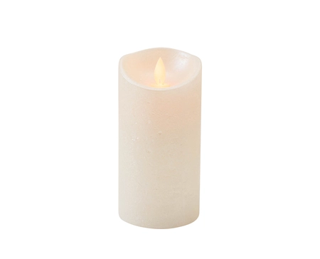 Anna's Collection LED-stompkaars rustiek met bewegende vlam parel - H 15 x Ø 7,5 cm