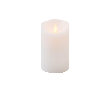 Anna's Collection LED-stompkaars rustiek met bewegende vlam wit - H 12,5 x Ø 7,5 cm