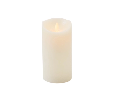 Anna's Collection LED-stompkaars rustiek met bewegende vlam ivoor - H 15 x Ø 7,5 cm