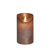 Anna's Collection LED-stompkaars rustiek met bewegende vlam brons - H 12,5 x Ø 7,5 cm