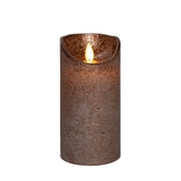 Anna's Collection LED-stompkaars rustiek met bewegende vlam brons - H 15 x Ø 7,5 cm