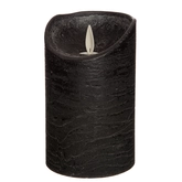 Anna's Collection LED-stompkaars rustiek met bewegende vlam zwart - H 12,5 x Ø 7,5 cm