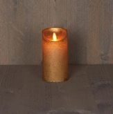 Anna's Collection LED-stompkaars rustiek met bewegende vlam goud - H 15 x Ø 7,5 cm - afbeelding 3