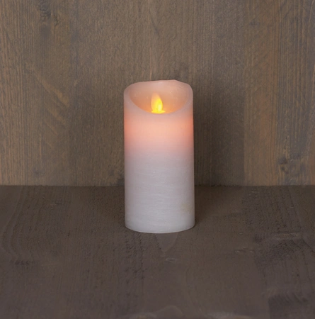 Anna's Collection LED-stompkaars rustiek met bewegende vlam wit - H 15 x D 7,5 cm - afbeelding 3