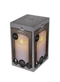 Anna's Collection LED-stompkaars rustiek met bewegende vlam wit - H 12,5 x D 7,5 cm - afbeelding 2