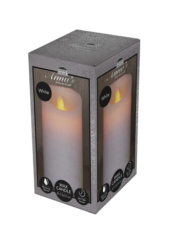 Anna's Collection LED-stompkaars rustiek met bewegende vlam wit - H 15 x D 7,5 cm - afbeelding 2