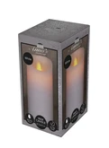Anna's Collection LED-stompkaars rustiek met bewegende vlam wit - H 15 x D 7,5 cm - afbeelding 2