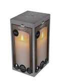 Anna's Collection LED-stompkaars rustiek met bewegende vlam ivoor - H 15 x D 7,5 cm - afbeelding 2