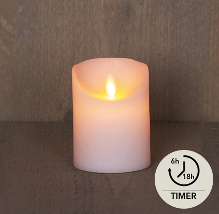 Anna's Collection LED-stompkaars rustiek met bewegende vlam wit - H 10 x Ø 7,5 cm