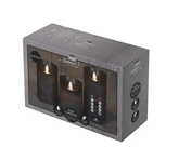 Anna's Collection LED-stompkaarsen bewegende vlam - H10/12,5/15cm Antraciet 3-delig - afbeelding 2