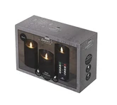 Anna's Collection LED-stompkaarsen bewegende vlam - H10/12,5/15cm Zwart 3-delig - afbeelding 2