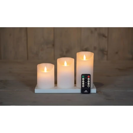Anna's Collection LED-stompkaarsen rusiek met oplaadstation - H10/12,5/15cm Wit 3-delig - afbeelding 2