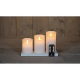 Anna's Collection LED-stompkaarsen rusiek met oplaadstation - H10/12,5/15cm Wit 3-delig - afbeelding 2