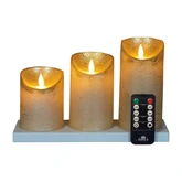 Anna's Collection LED-stompkaarsen rusiek met oplaadstation - H10/12,5/15cm Goud 3-delig
