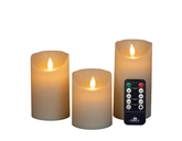 Anna's Collection LED-stompkaarsen rustiek met bewegende vlam ivoor - set van 3 - H 10/12,5/15 x D 7,5 cm