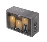 Anna's Collection LED-stompkaarsen rustiek met bewegende vlam ivoor - set van 3 - H 10/12,5/15 x D 7,5 cm - afbeelding 2