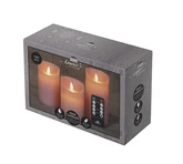 Anna's Collection LED-stompkaarsen rustiek met bewegende vlam roze - set van 3 - H 10/12,5/15 x D 7,5 cm - afbeelding 2