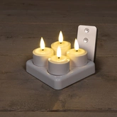 Anna's Collection LED-theelichten 3D-vlam met lont - D3,8xH5cm Wit 4 stuks - afbeelding 2